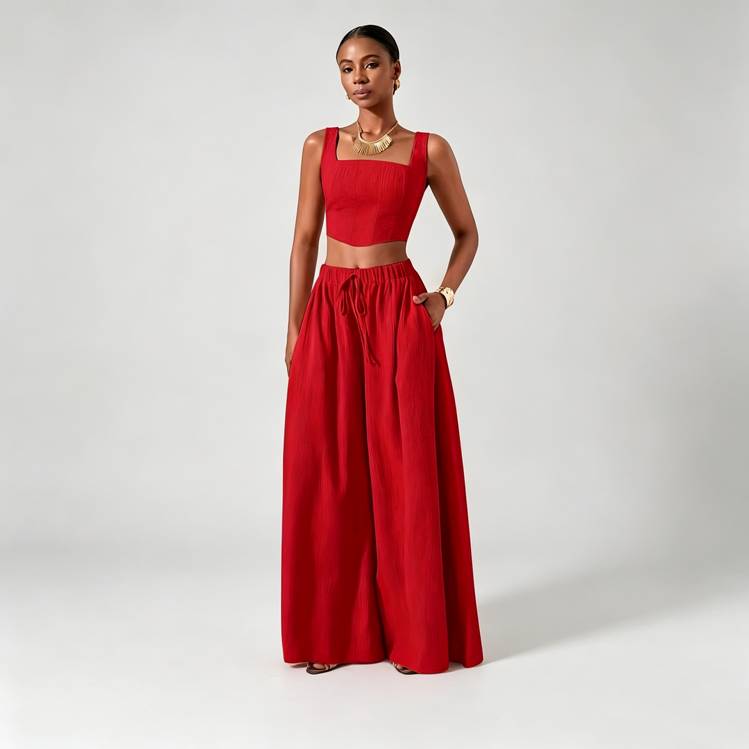 The Elara Square-Neck Wide-Leg Set