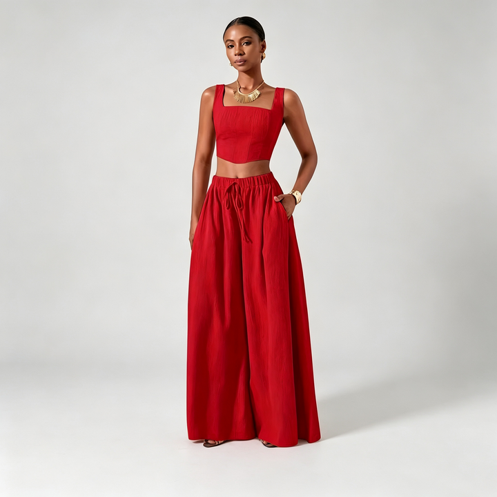 The Elara Square-Neck Wide-Leg Set