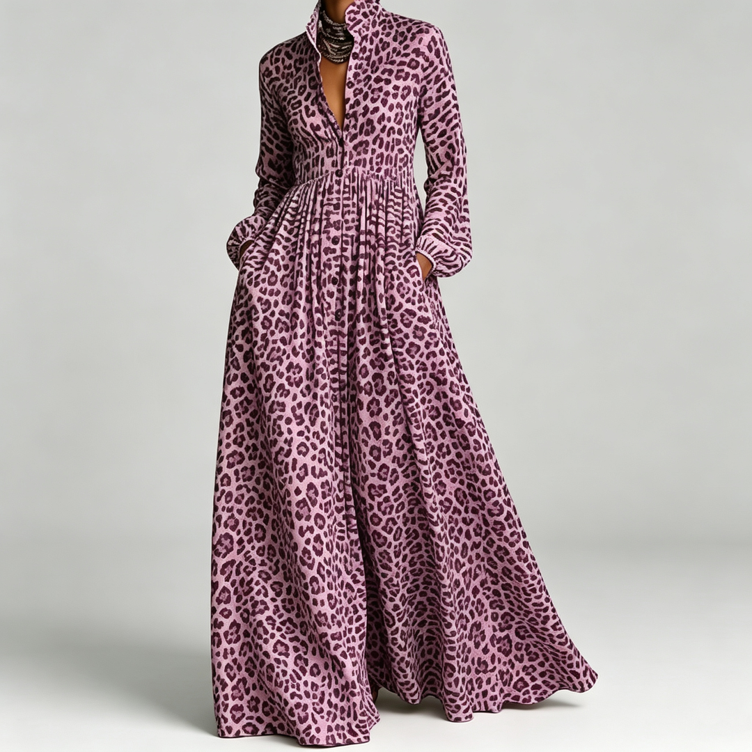 The Elara Printed Maxi Shirt Dress