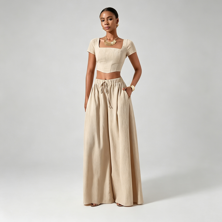 The Elara Square-Neck Wide-Leg Set