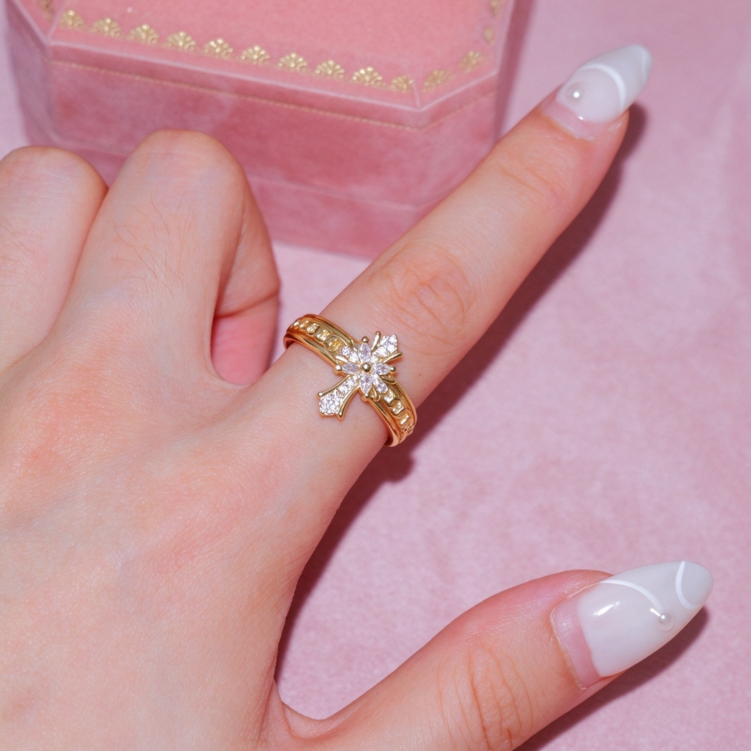 2-Piece Cross CZ Open Ring Set