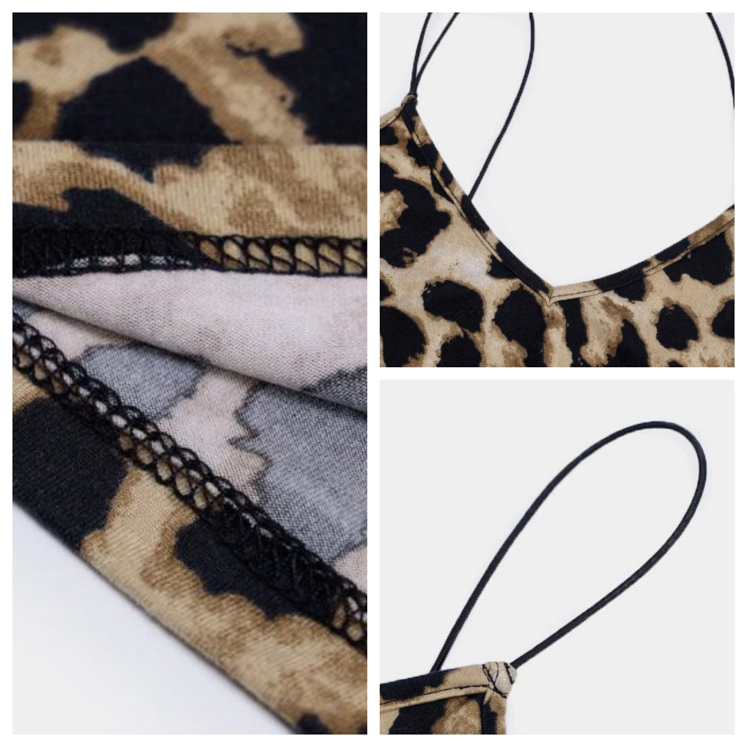 The Elara Leopard Print Asymmetrical Bodycon Dress