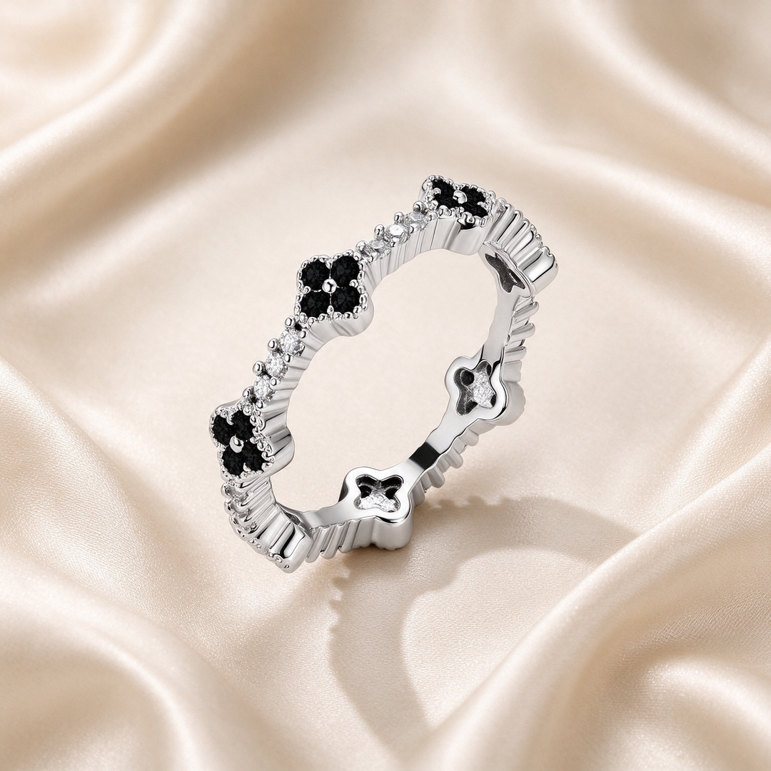 Clover CZ Eternity Band Ring