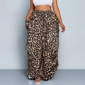 The Elara Plus Size Leopard Cargo Pants with Ties