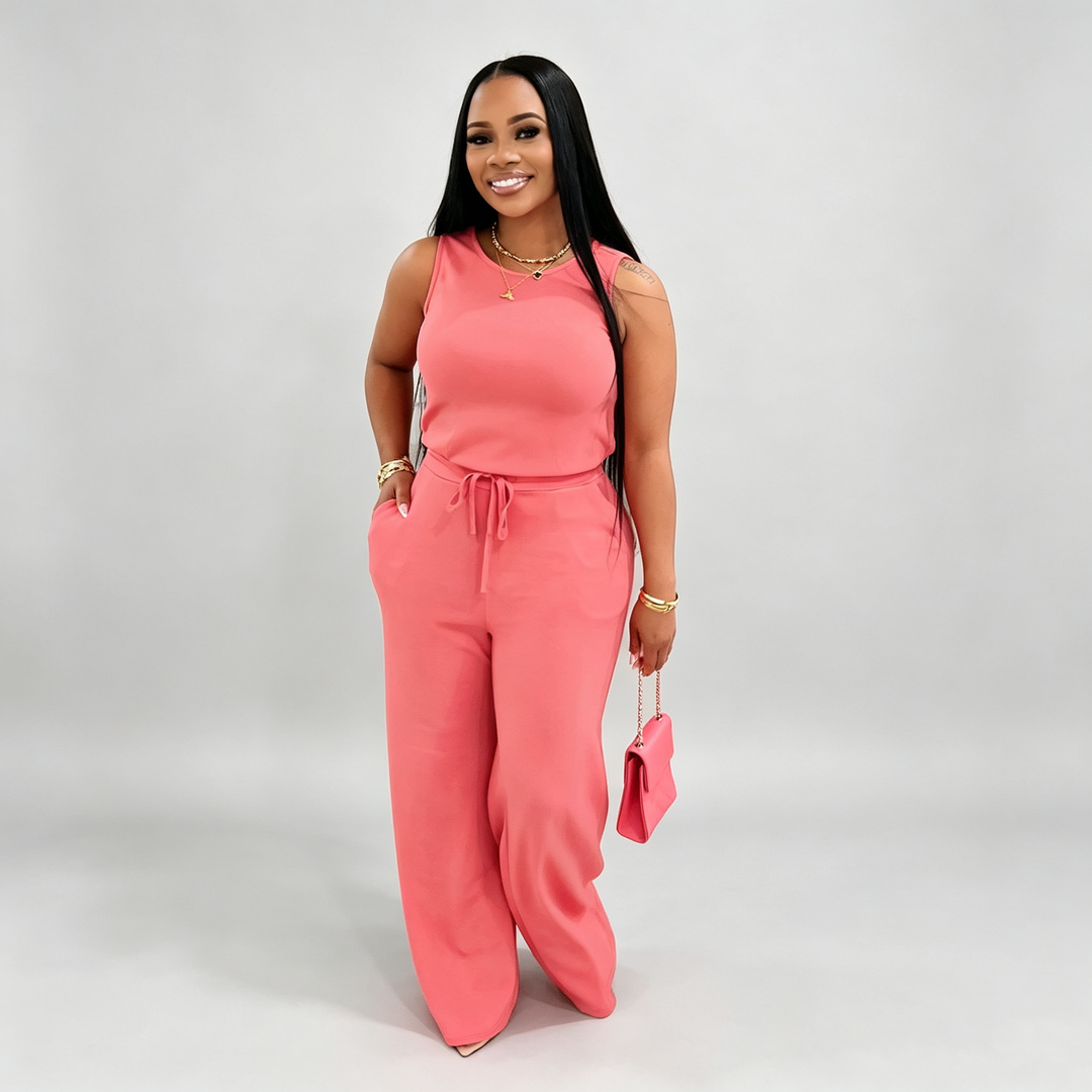 The Elara Effortless Drawstring Wide-Leg Jumpsuit