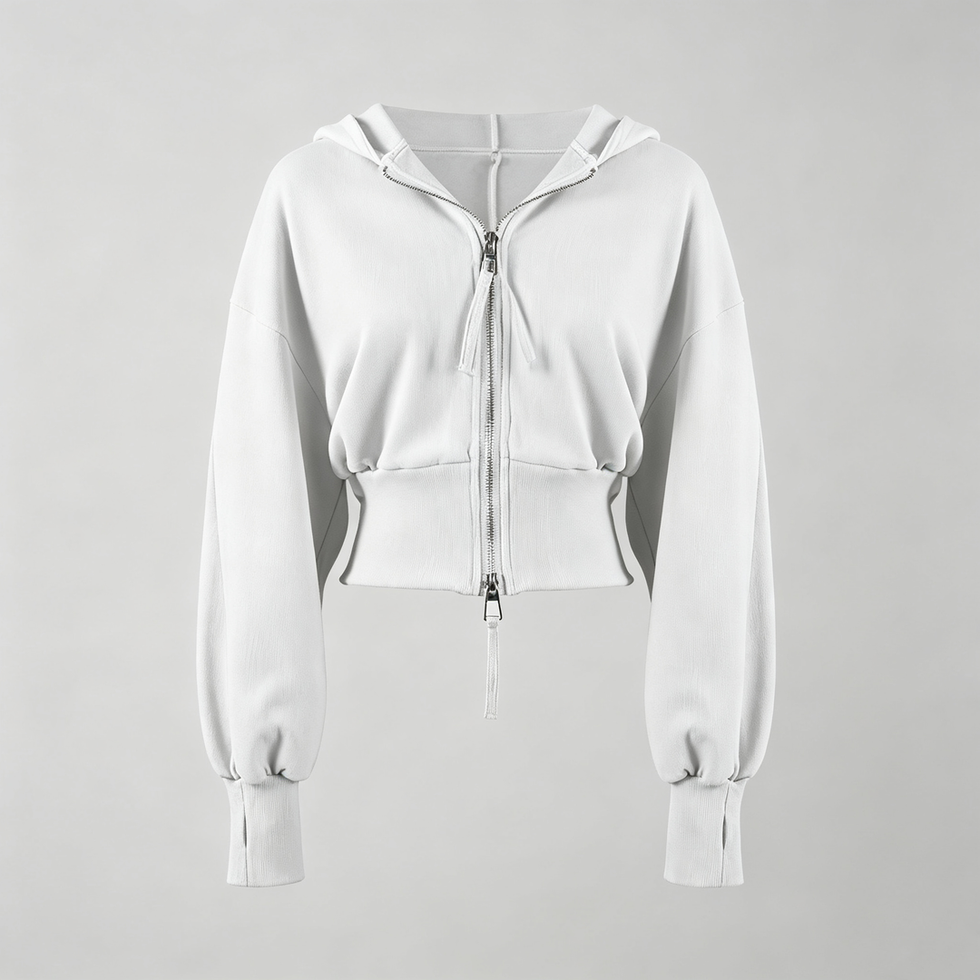 The Elara Double-Zip Cropped Hoodie