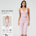 The Elara Quick-Dry Halter Crop Top & Capri Leggings Set