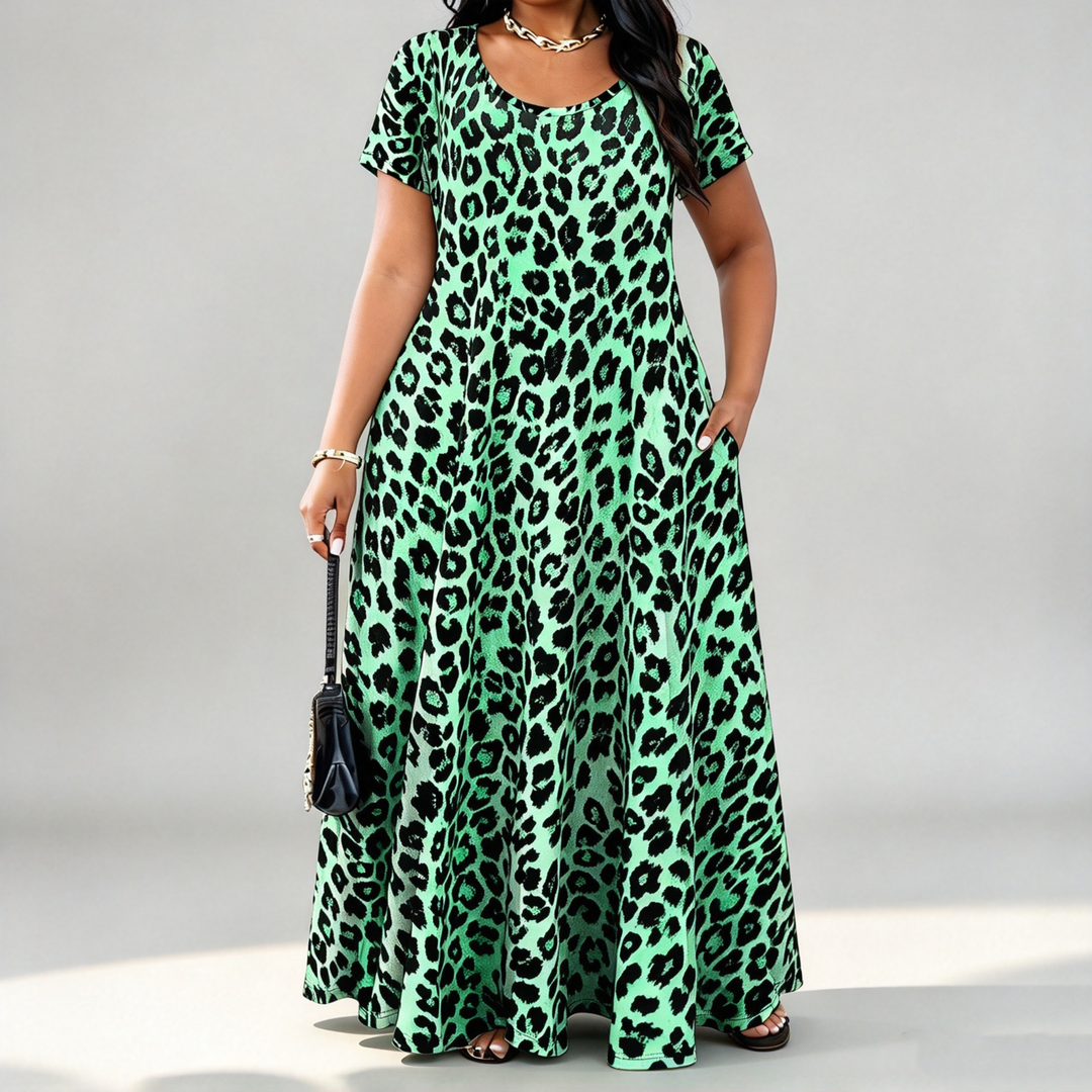The Elara Leopard-Print Pocket Maxi Dress