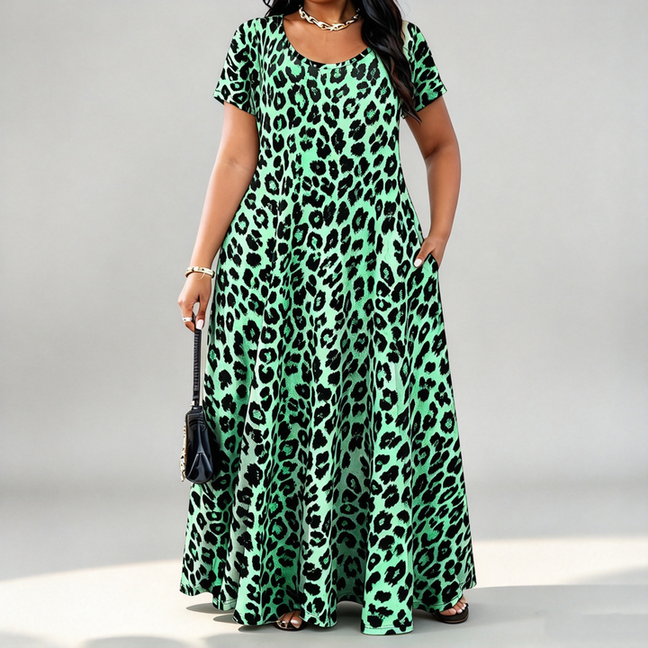 The Elara Leopard-Print Pocket Maxi Dress