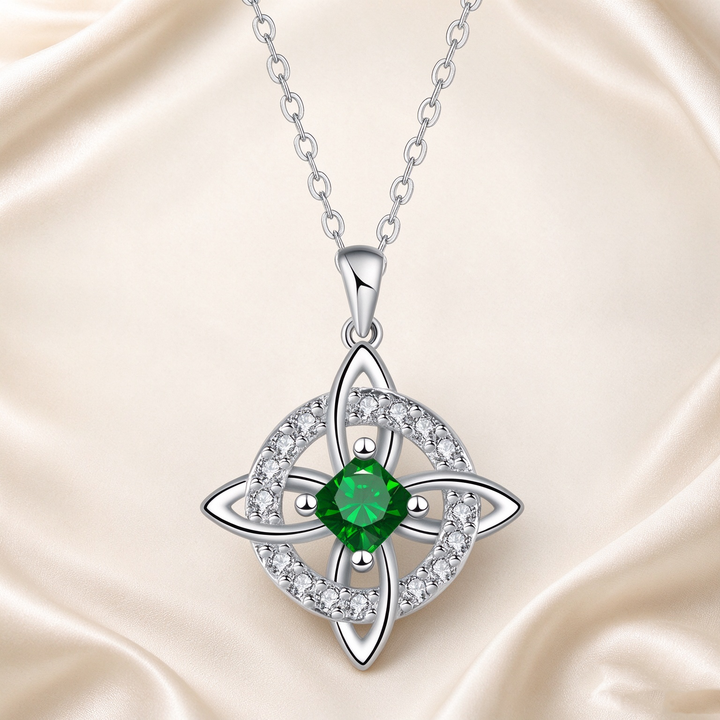 Celtic Knot Halo Birthstone Pendant Necklace