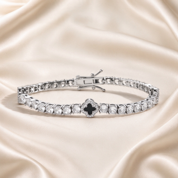 Four-Leaf Clover CZ Tennis Bracelet