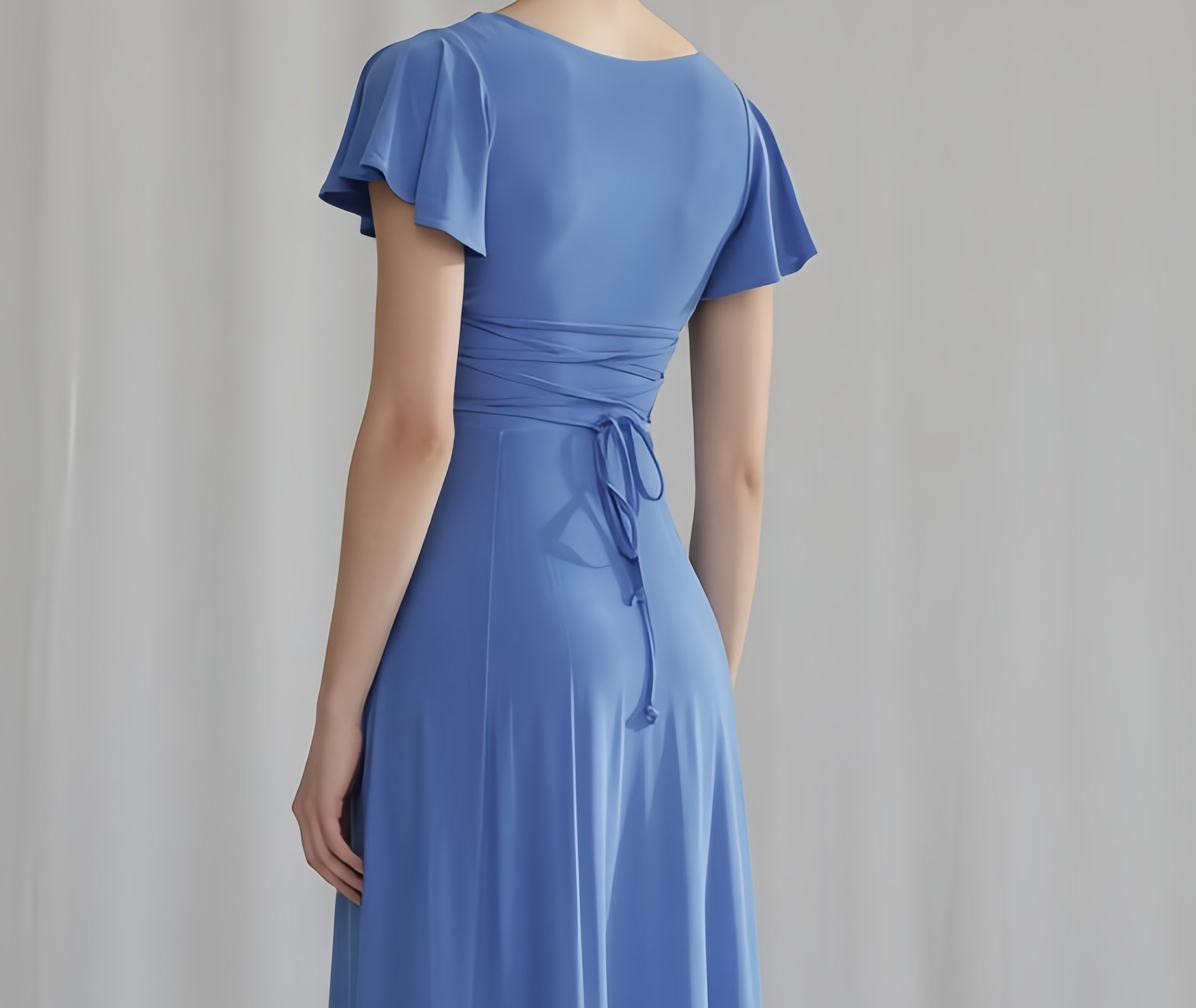 The Elara Flutter Sleeve Sweetheart Midi Dress