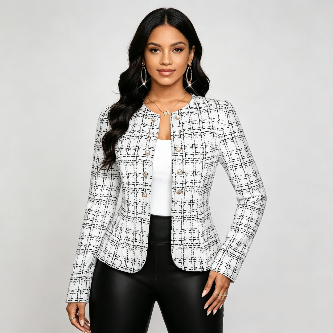 The Elara Button-Trim Faux Suede Jacket