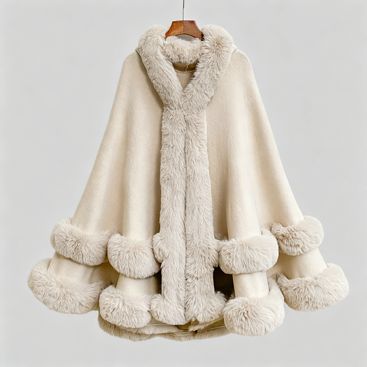 The Elara Luxe Faux Fur Hooded Cape