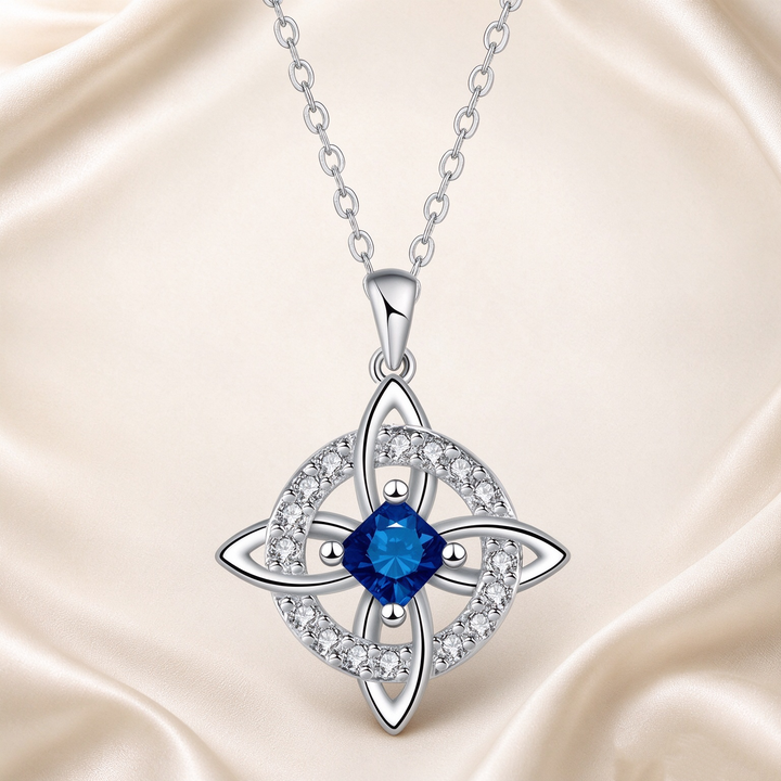 Celtic Knot Halo Birthstone Pendant Necklace