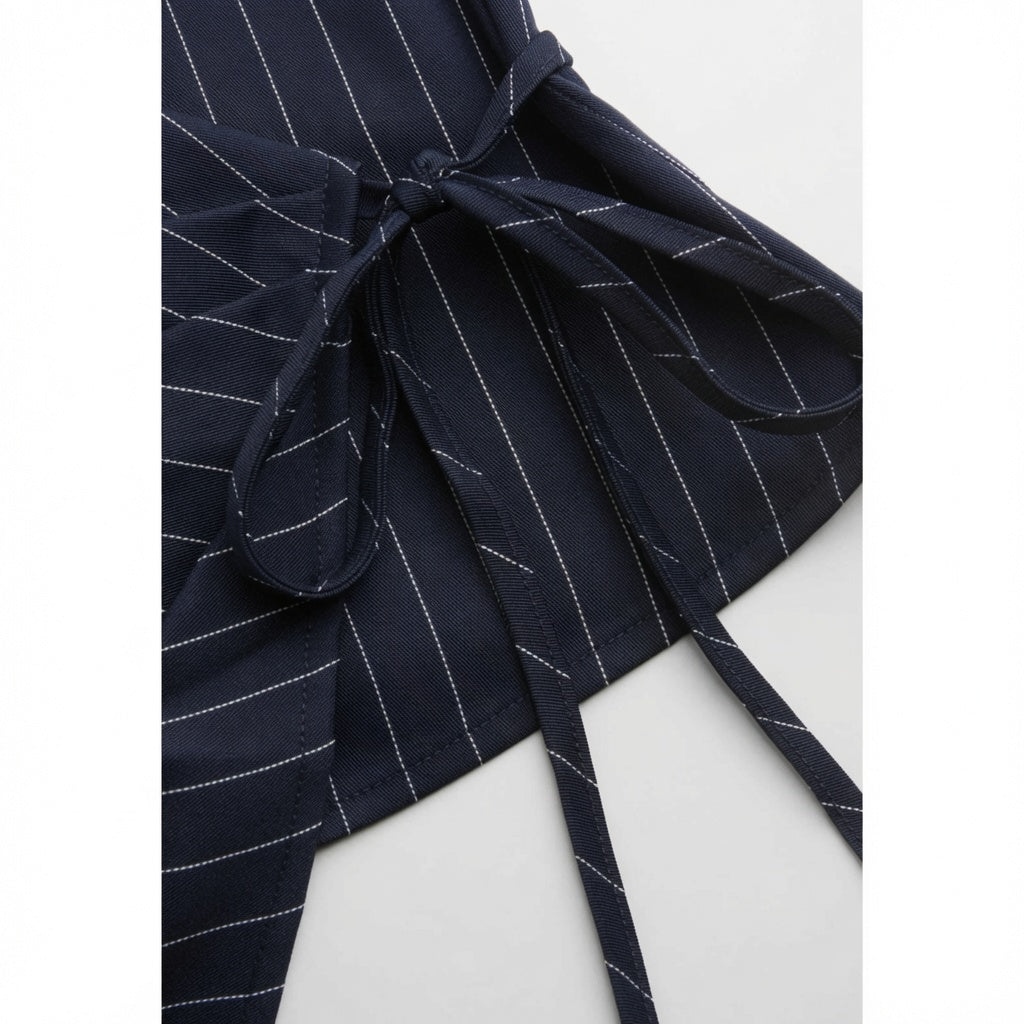 The Elara Pinstripe Wrap Knotted Set
