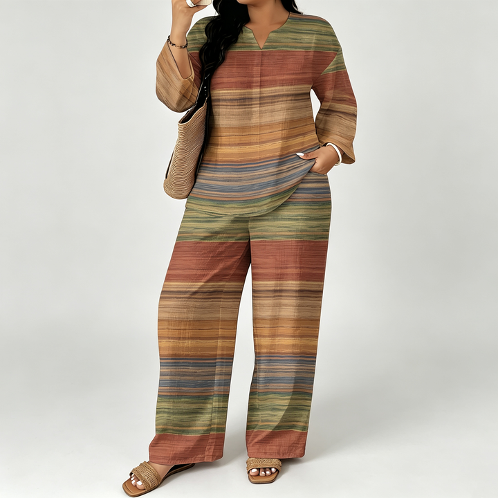 The Elara Vintage Patchwork Wide-Leg Set