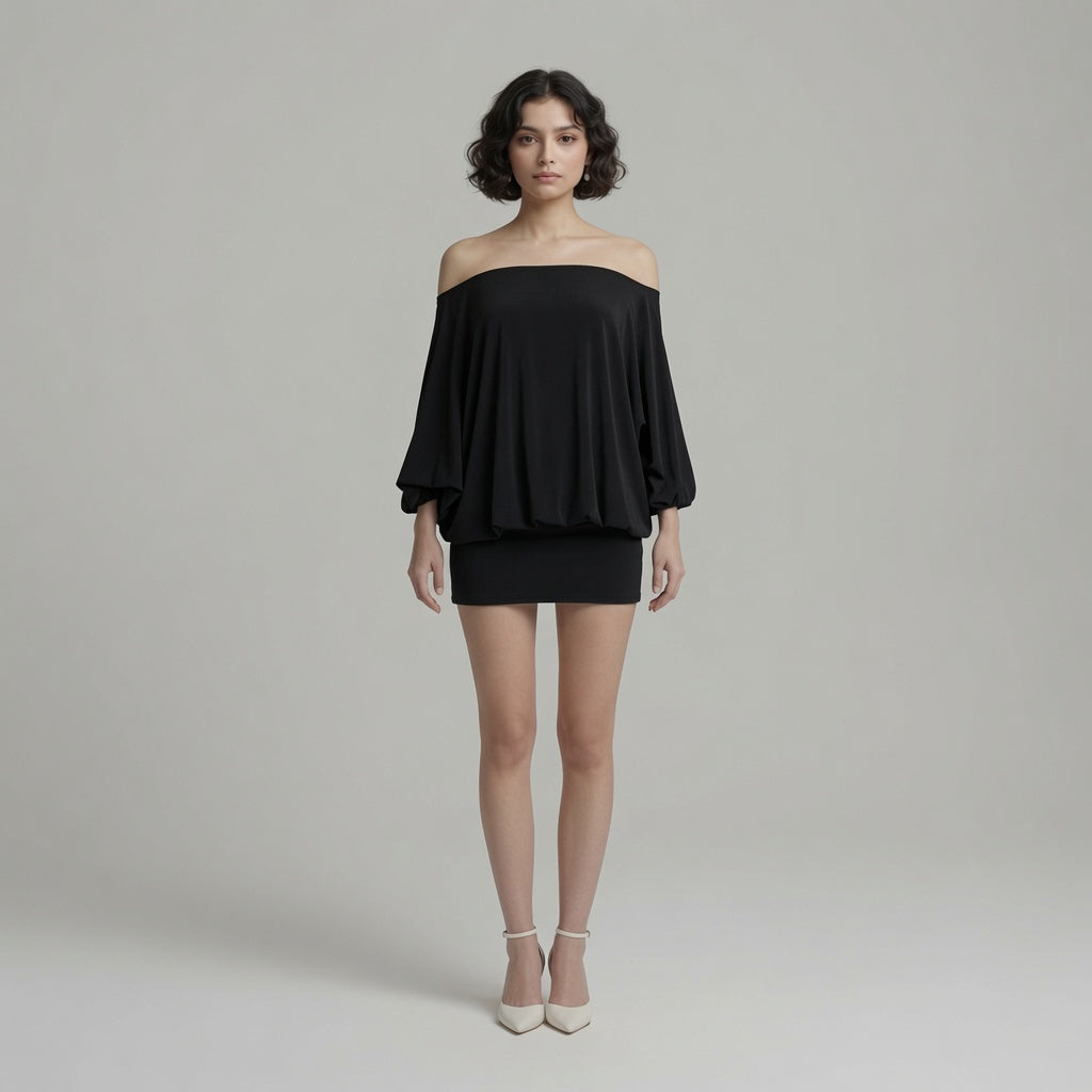 The Elara Off-Shoulder Backless Tie Mini Dress