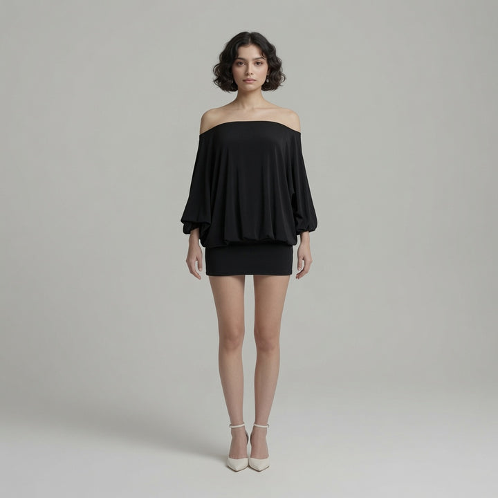 The Elara Off-Shoulder Backless Tie Mini Dress