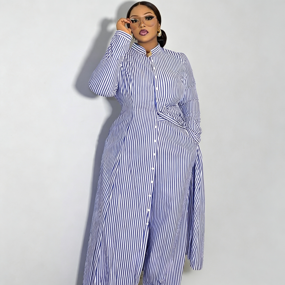 The Elara Yacht Stripe Shirt Pant Set