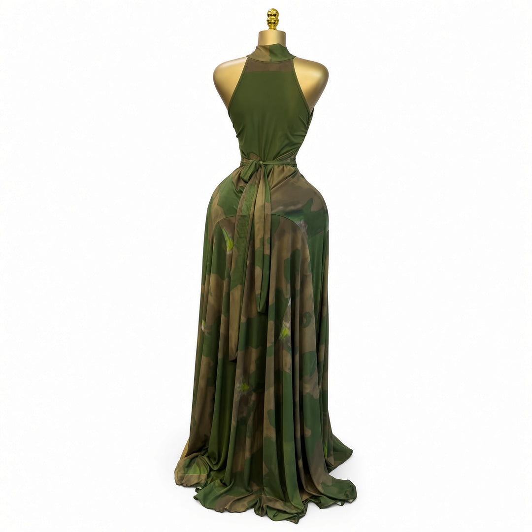 The Elara Lined Art-Mesh Maxi Dress