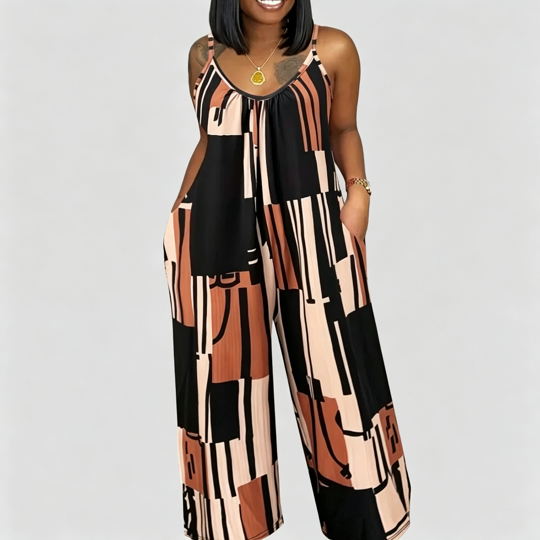 The Elara Abstract Flow Wide-Leg Jumpsuit