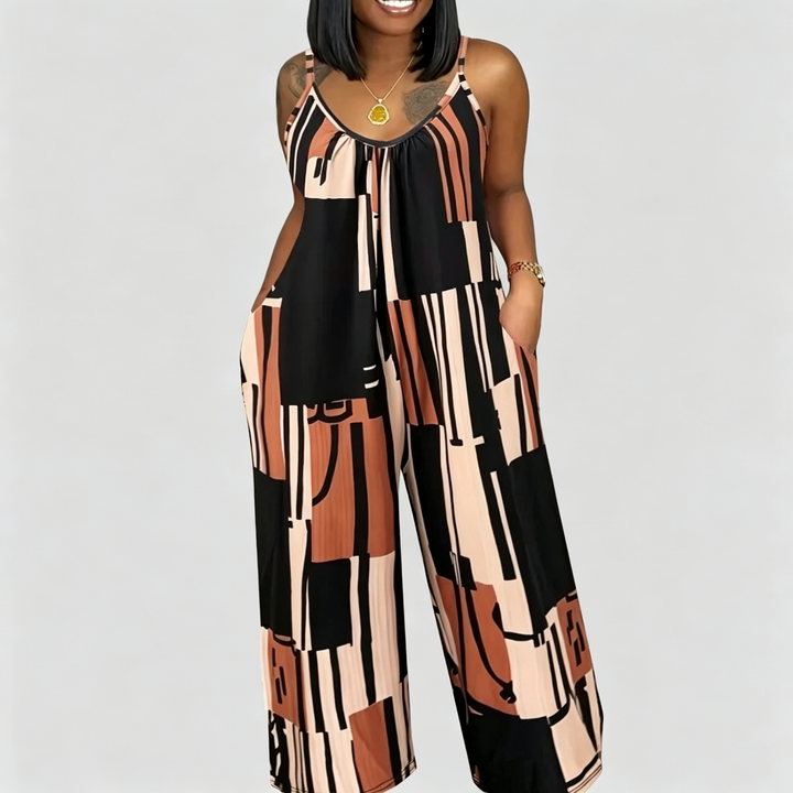 The Elara Abstract Flow Wide-Leg Jumpsuit