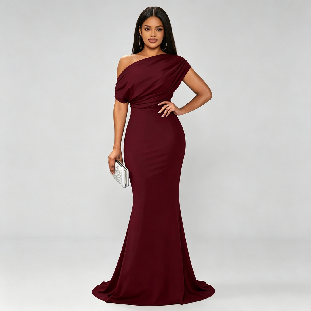 The Elara Draped One-Shoulder Mermaid Gown