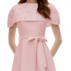 The Elara Embellished Midi Dress with Cape