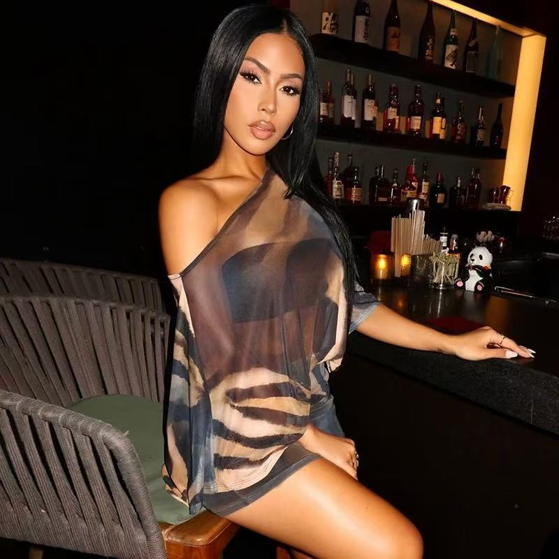 The Elara Animal Print Draped Cape Mini Set