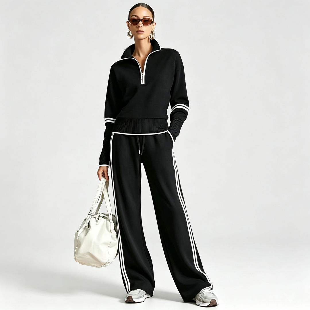 The Elara Colorblock Mock Neck Track Set