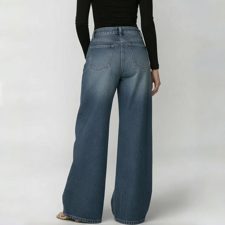 The Elara Metal Eyelet Wide-Leg Jeans