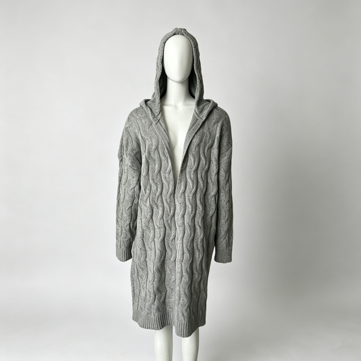 The Elara Cable-Knit Hooded Cardigan