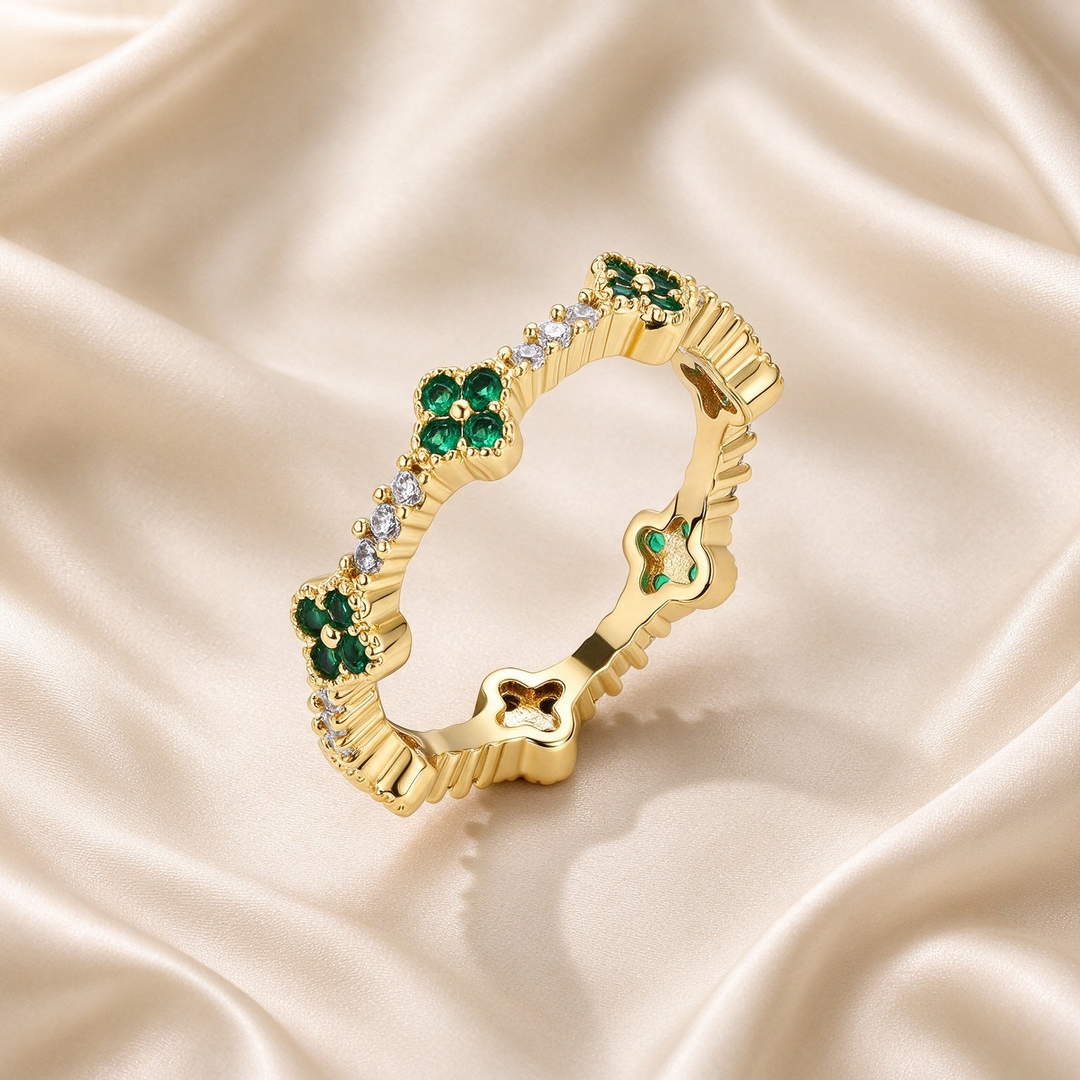 Clover CZ Eternity Band Ring