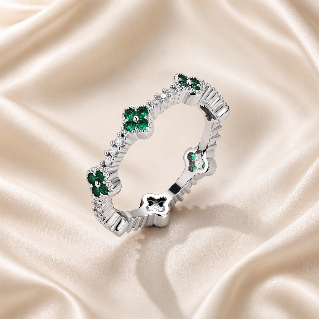 Clover CZ Eternity Band Ring