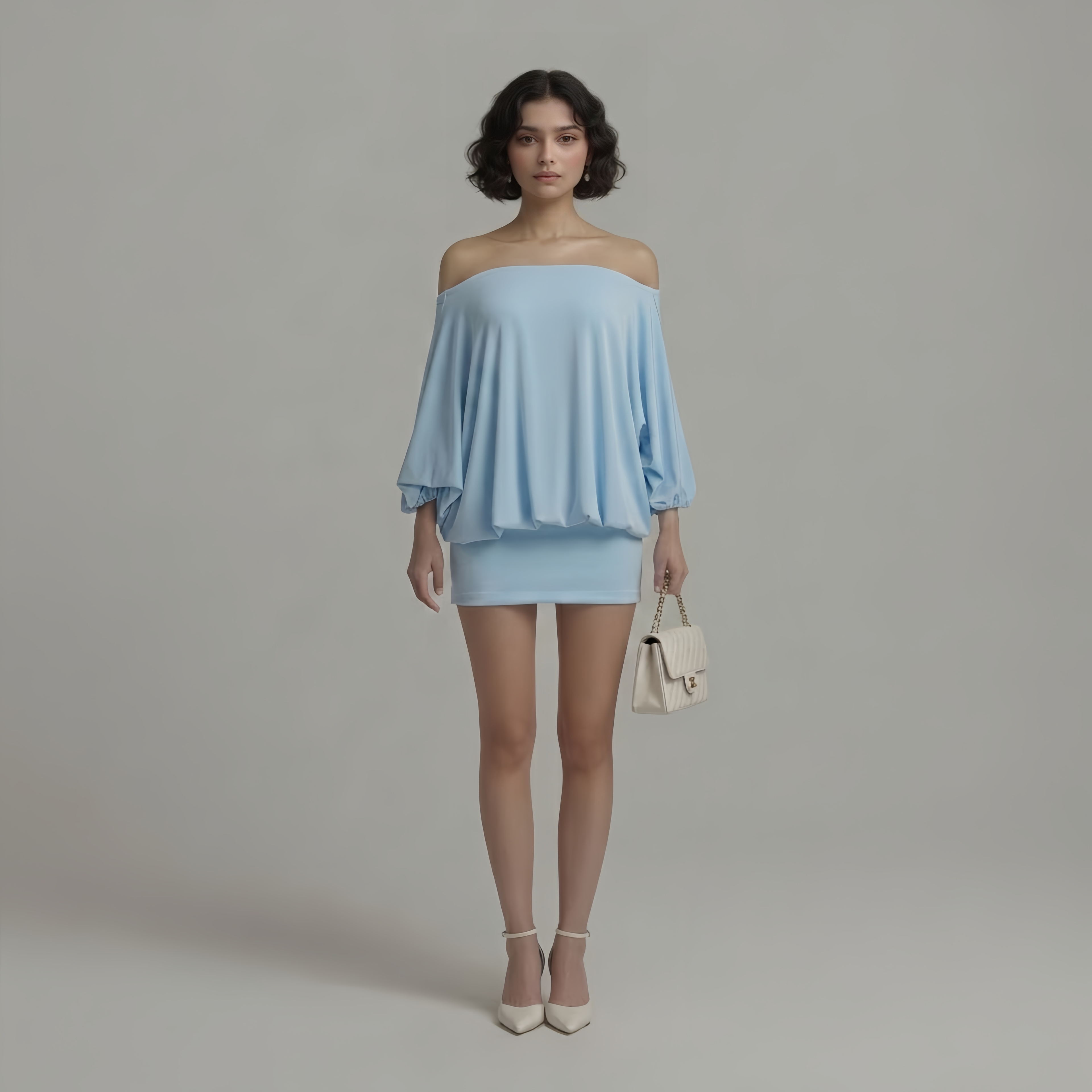 The Elara Off-Shoulder Backless Tie Mini Dress