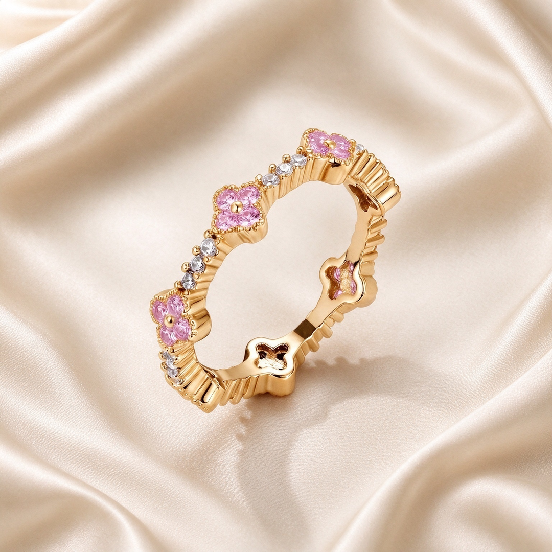 Clover CZ Eternity Band Ring