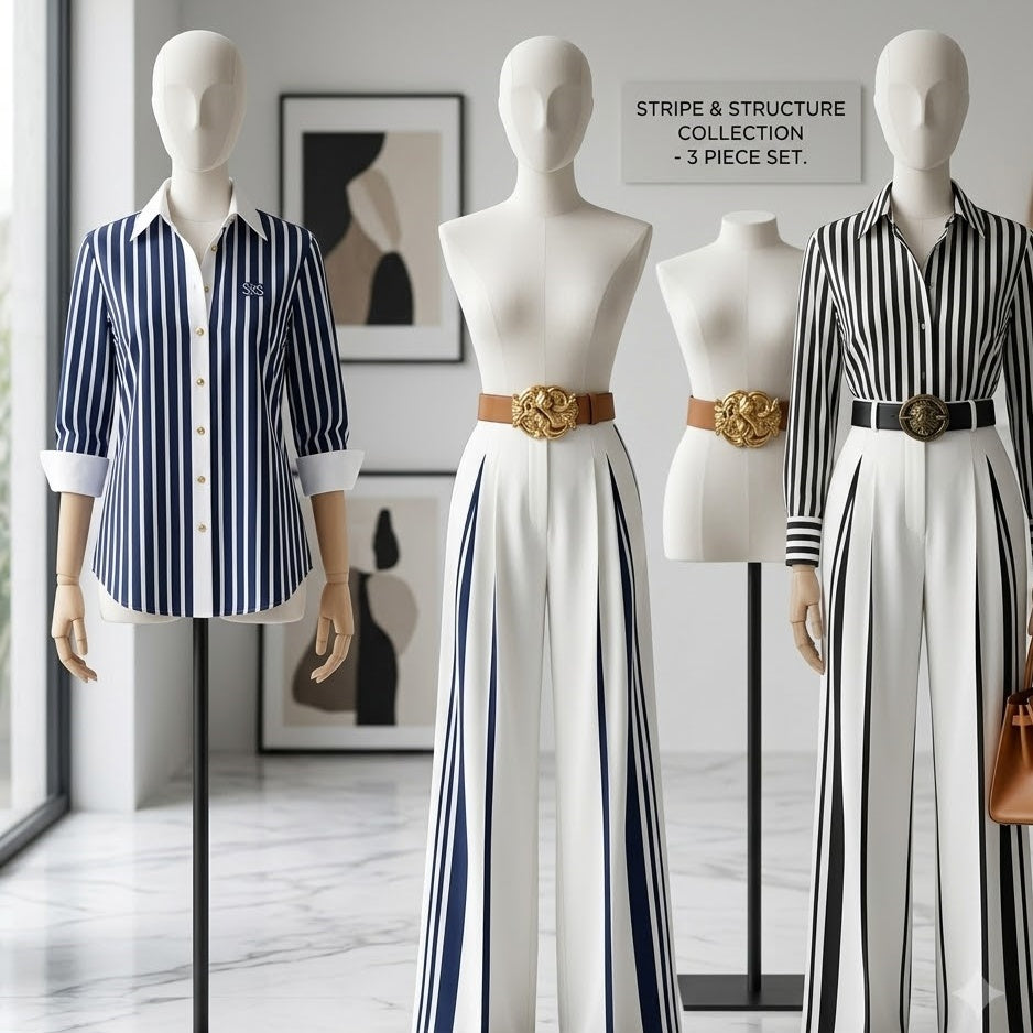 The Elara Old Money Striped Blouse &amp; Palazzo Set