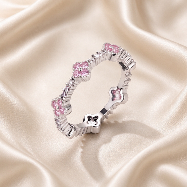Clover CZ Eternity Band Ring