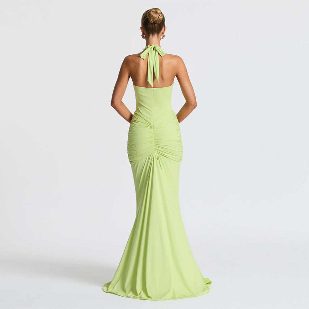 The Elara Plunging Ruched Mermaid Dress