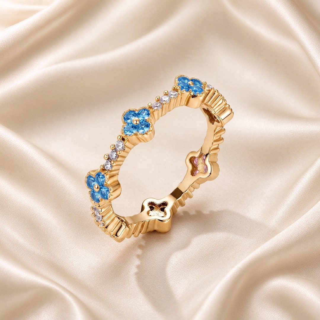 Clover CZ Eternity Band Ring