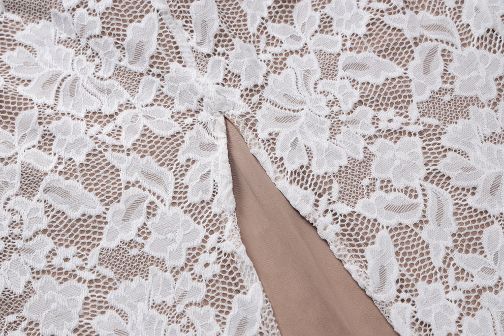 The Elara Midnight Lace Illusion Maxi Dress