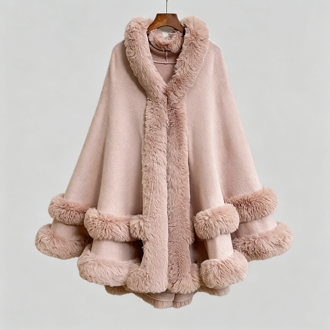 The Elara Luxe Faux Fur Hooded Cape