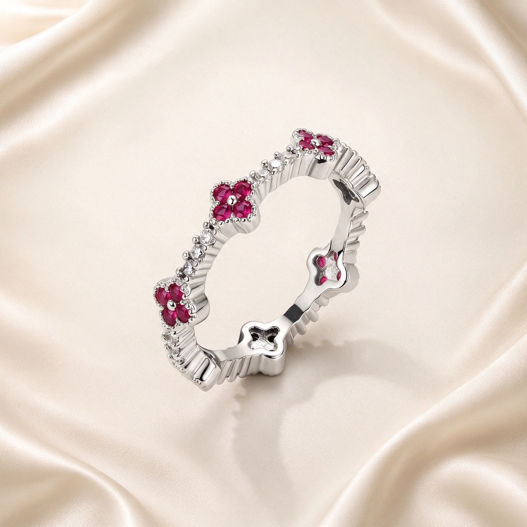 Clover CZ Eternity Band Ring