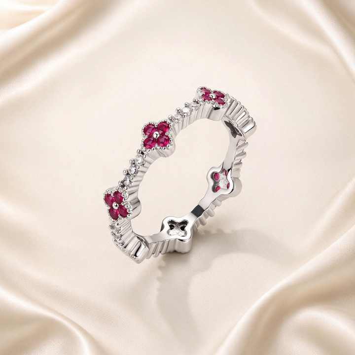 Clover CZ Eternity Band Ring