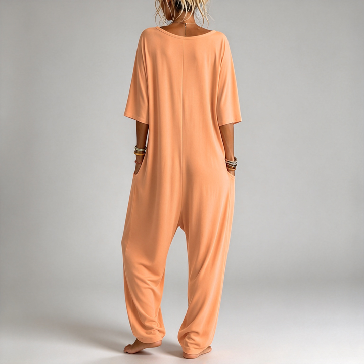 The Elara Relaxed V-Neck Pocket Jumpsuit
