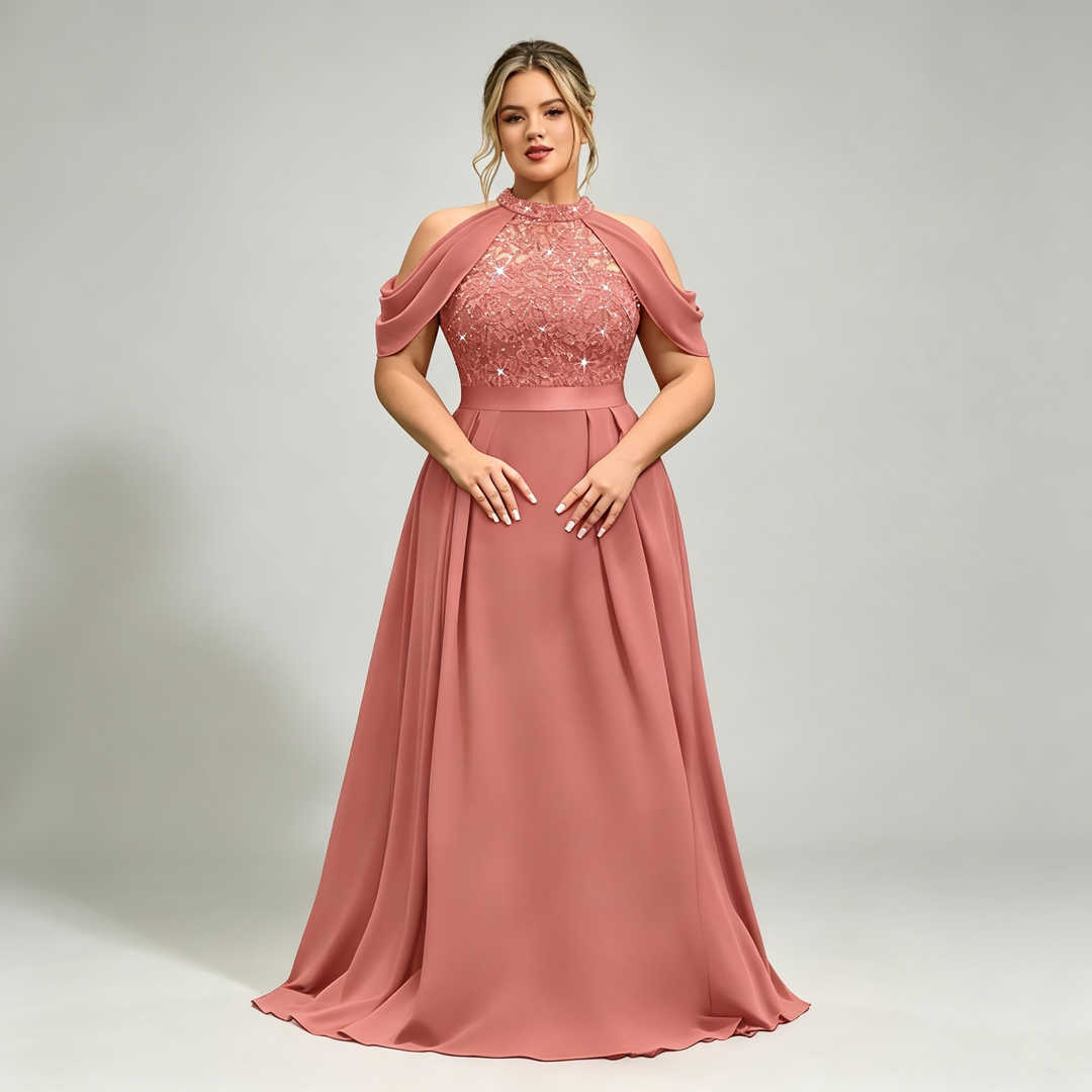 The Elara Sequin Capelet Gown