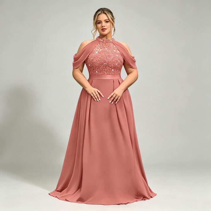 The Elara Sequin Capelet Gown