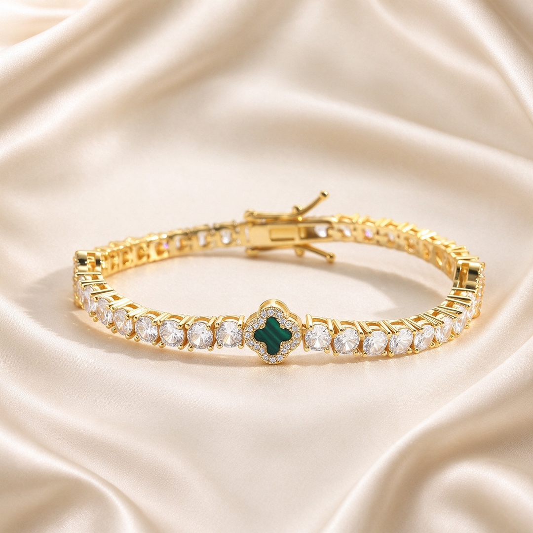 Four-Leaf Clover CZ Tennis Bracelet
