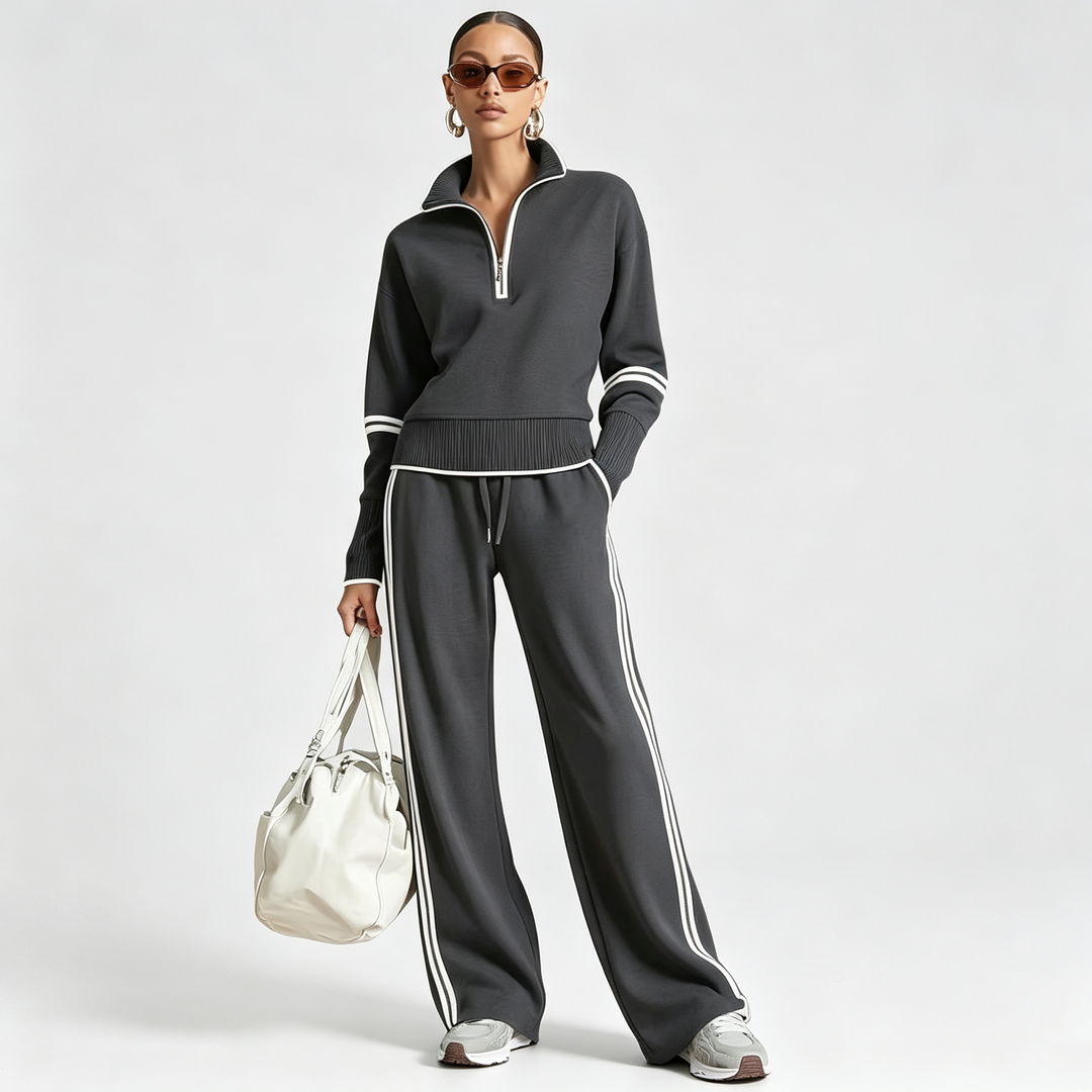 The Elara Colorblock Mock Neck Track Set